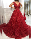 Red Royal Lace Ball Gown