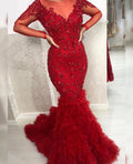 Red Feather Mermaid Dress